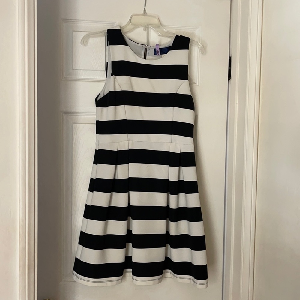 Black and white striped dress